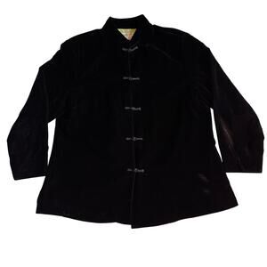 Coldwater Creek Black Velvet Goth Sz XL Petite Jacket Blazer Toggle Button EUC